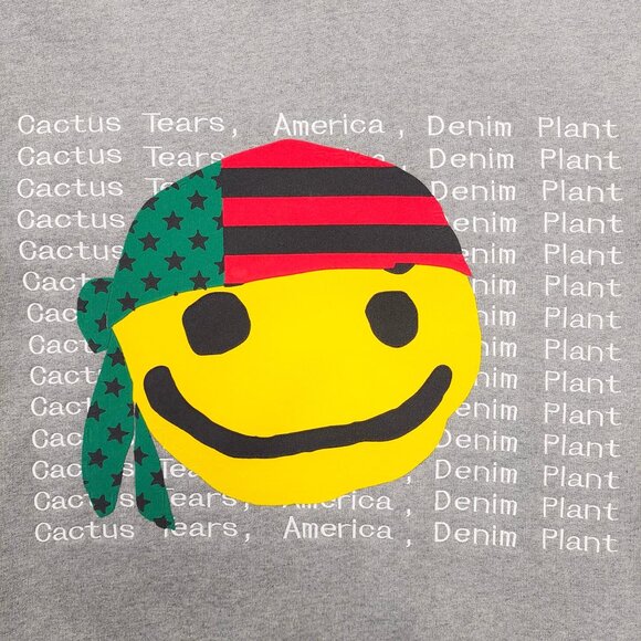 Denim Tears x CPFM Cactus Smiley Hoodie Sweatshirt Grey - Picture 3 of 4